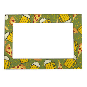 Beer and Pizza Pattern Magnetic Frame