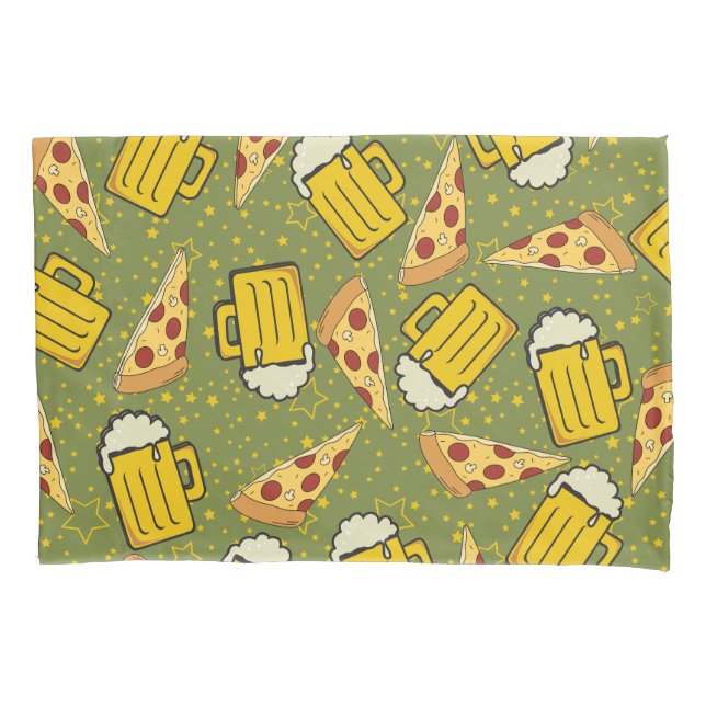 Beer and Pizza Pattern  Pillow Case (Front)