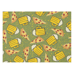 Beer and Pizza Pattern Tablecloth