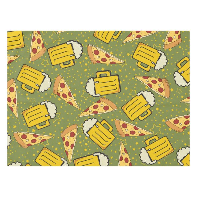 Beer and Pizza Pattern Tablecloth (Front (Horizontal))