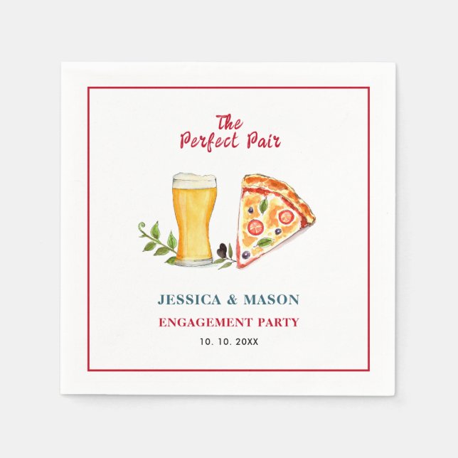 Beer and Pizza Perfect Pair Engagement Party  Napkins (Front)