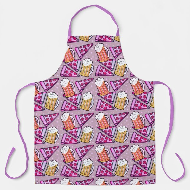 Beer and Pizza Purple Apron (Front)