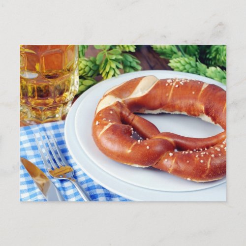 Beer and Pretzel Oktoberfest Postcard