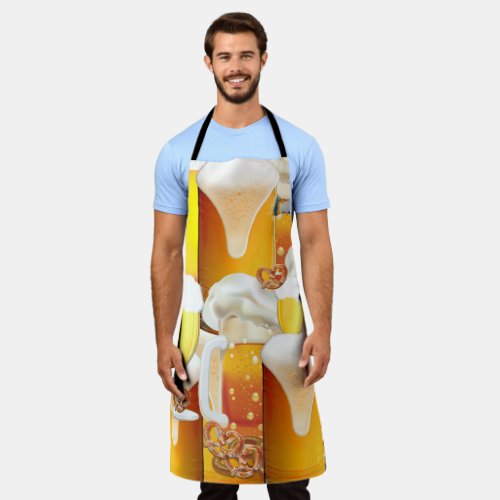 Beer and pretzels illustration collage oktoberfest apron