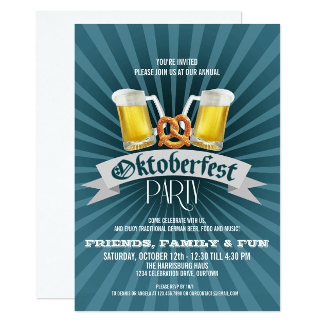 Beer And Pretzels Oktoberfest Party Invitations