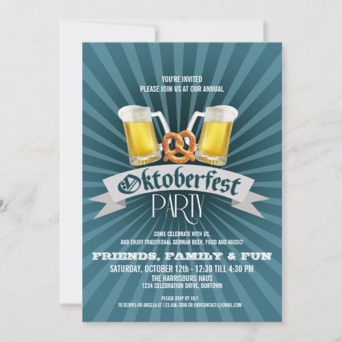 Beer and Pretzels Oktoberfest Party Invitations