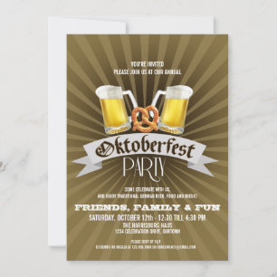 Beer and Pretzels Oktoberfest Party Invitations
