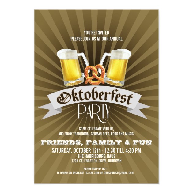 Beer And Pretzels Oktoberfest Party Invitations