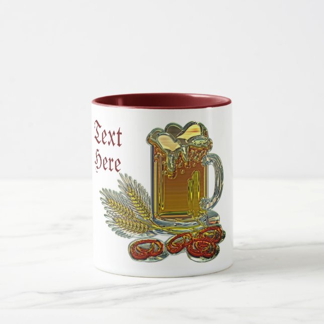 Beer and pretzels oktoberfest pub bar mug (Center)