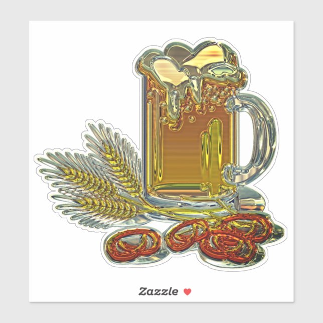 Beer and pretzels oktoberfest pub bar sticker (Sheet)