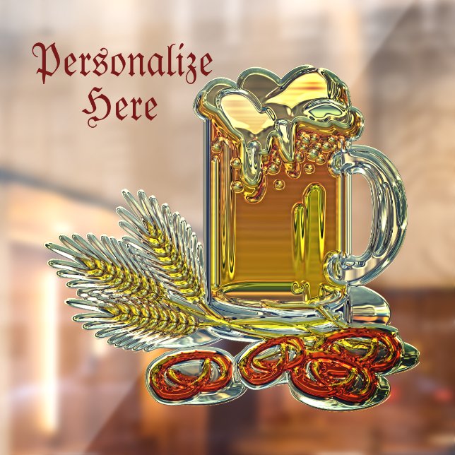 Beer and pretzels oktoberfest pub bar window cling (Sheet 2)