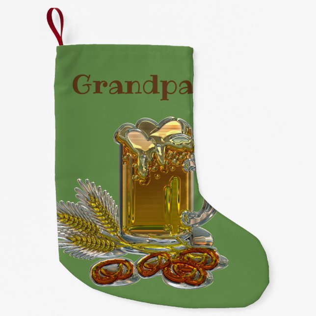 Beer and Pretzels Personalized Small Christmas Stocking (Front)