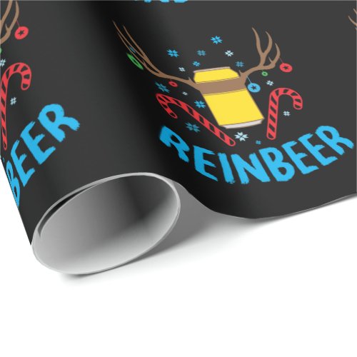 Beer and reindeer ugly wrapping paper