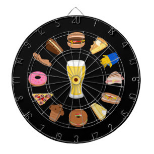 Beer and Snacks - Mancave Food themed graphics Dartboard
