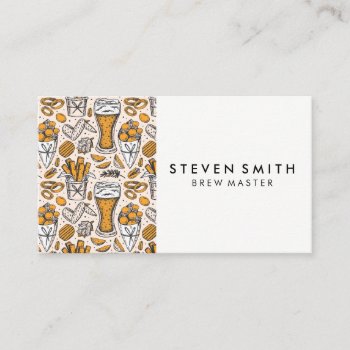 Beer And Snacks Pattern Business Card by lovely_businesscards at Zazzle
