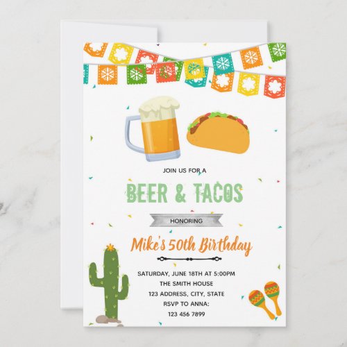 Beer and tacos fiesta invitation