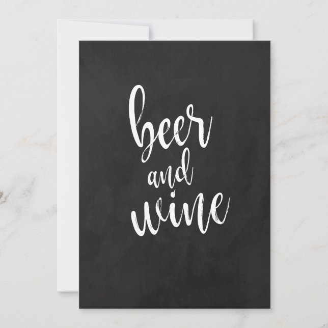 Beer and Wine Affordable Chalkboard Wedding Sign Invitation (Front)