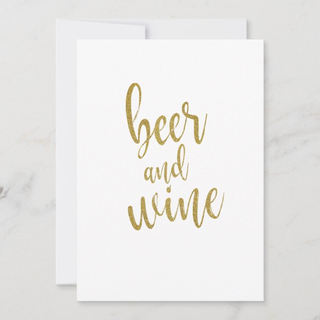 Beer and Wine Gold Glitter Affordable Sign Invitation (Front)