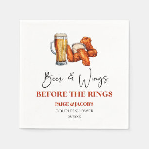 Beer and Wings Before The Rings Couples Shower Napkins