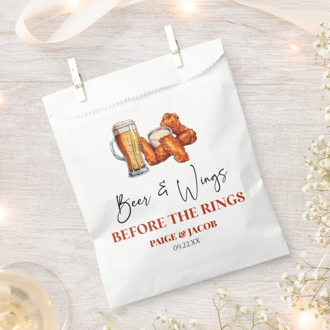 Beer and Wings Before The Rings Rehearsal Dinner Favor Bag (Clipped)