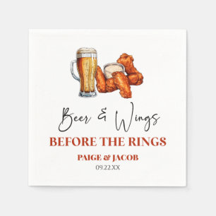 Beer and Wings Before The Rings Rehearsal Dinner Napkins