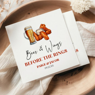 Beer and Wings Before The Rings Rehearsal Dinner Napkins