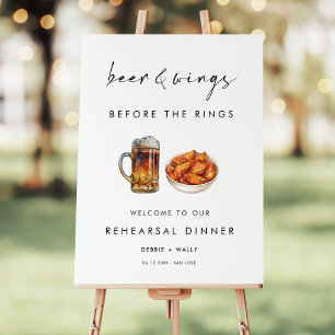 Beer and Wings Before the Rings Rehearsal Sign