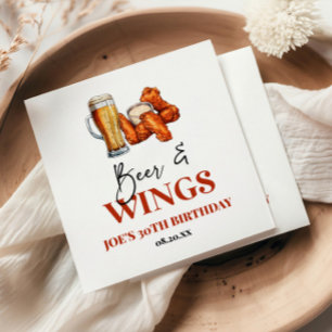 Beer and Wings Birthday Party Napkins