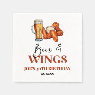 Beer and Wings Birthday Party Napkins