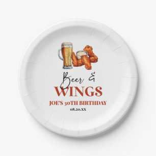 Beer and Wings Birthday Party Paper Plates