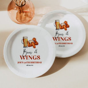Beer and Wings Birthday Party Paper Plates