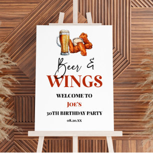 Beer and Wings Birthday Party Welcome Sign