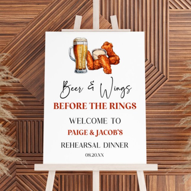 Beer and Wings Rehearsal Dinner Welcome Sign (Creator Uploaded)