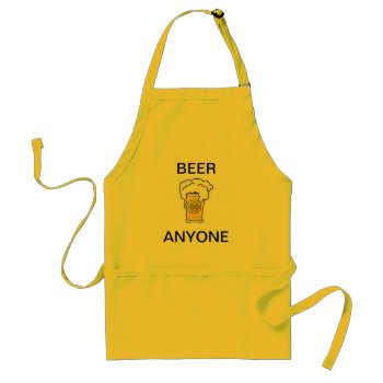 Beer Anyone Yellow Canvas Cooking Apron by creativeconceptss at Zazzle