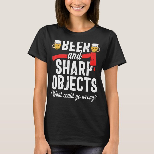 Beer Axe Throwing Hatchet Lumberjack Woodworking T-Shirt (Front)