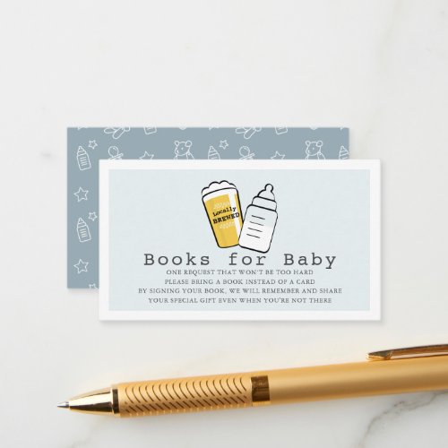 Beer & Baby Bottle Blue Baby Shower Book Request