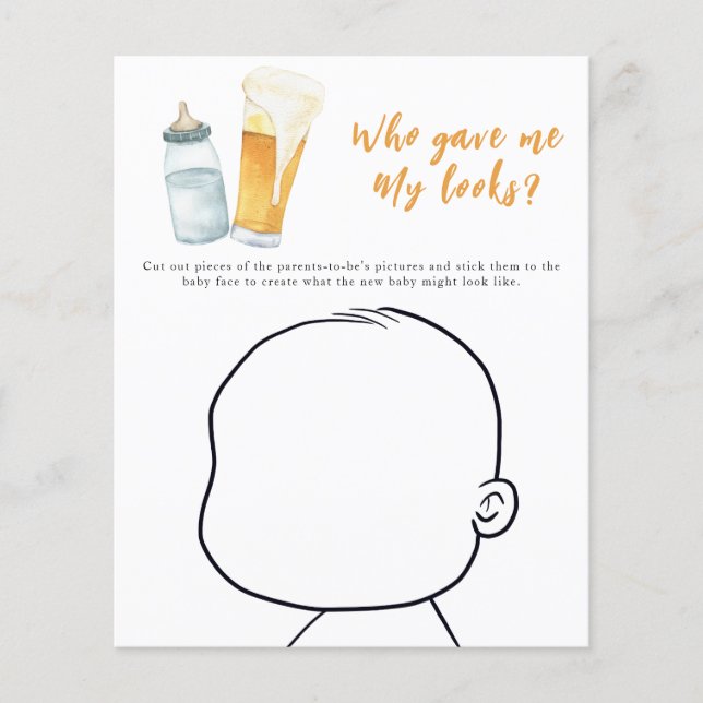Beer baby shower - Who gave me My looks? (Front)