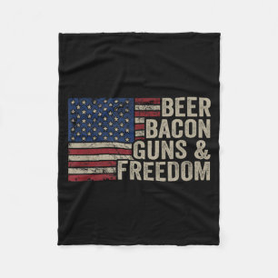 Beer Bacon Guns & Dom - Bbq Vintage Usa Flag D Fleece Blanket