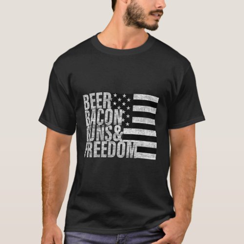 Beer Bacon Guns Freedom Flag T_Shirt