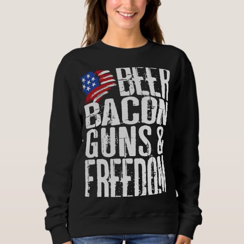 Beer Bacon Guns  Freedom   Patriot US Flag Tee