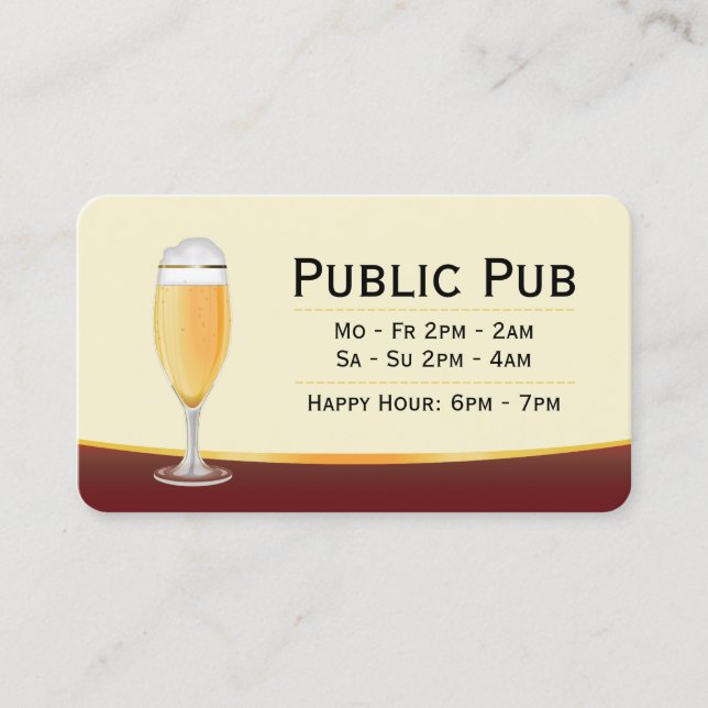 Beer Bar and Pub Micro Brewery Business Card (Front)