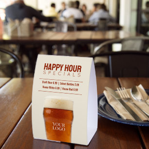 Beer Bar or Restaurant Happy Hour Specials Paper Table Tent