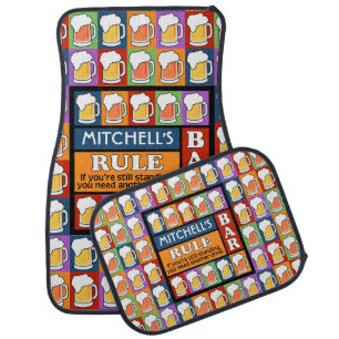BEER Bar Pop Art CUSTOM NAME car mats