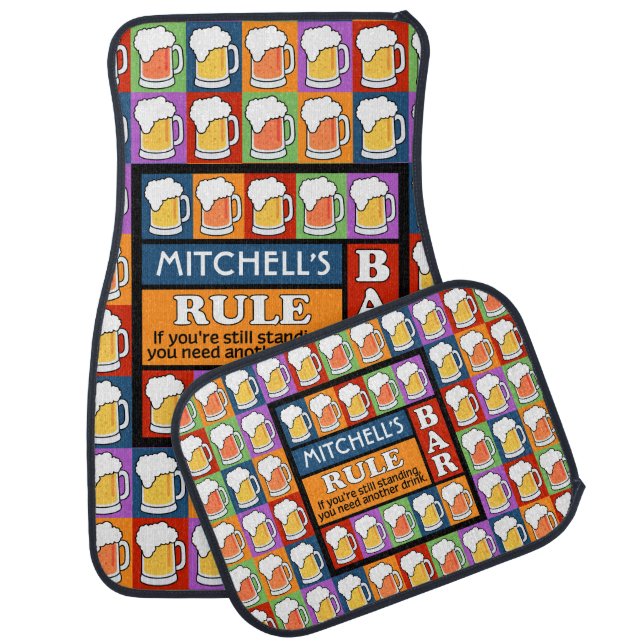 BEER Bar Pop Art CUSTOM NAME car mats (Set)