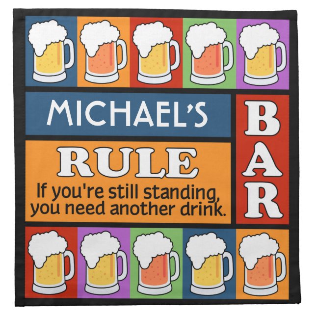 BEER Bar Pop Art CUSTOM NAME cloth napkins (Front)