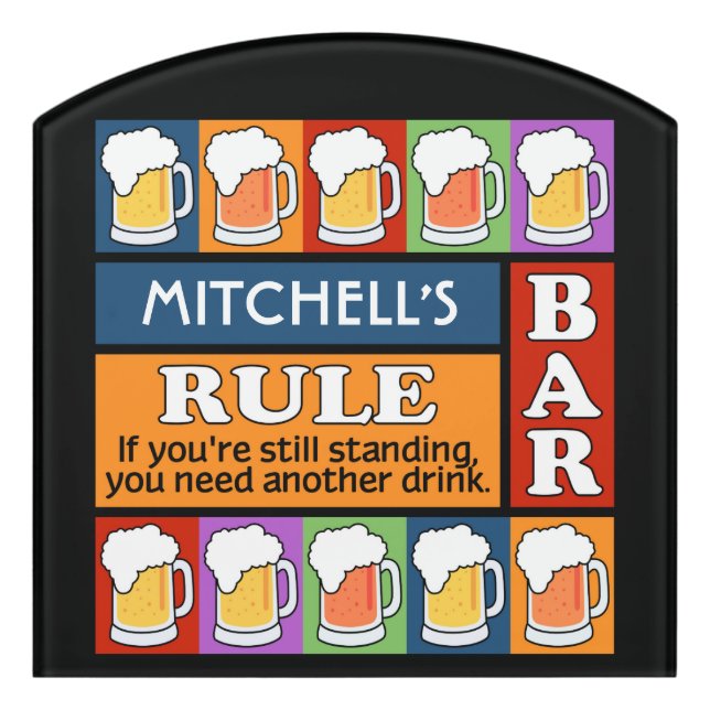 BEER Bar Pop Art custom name door sign (Contour Front)