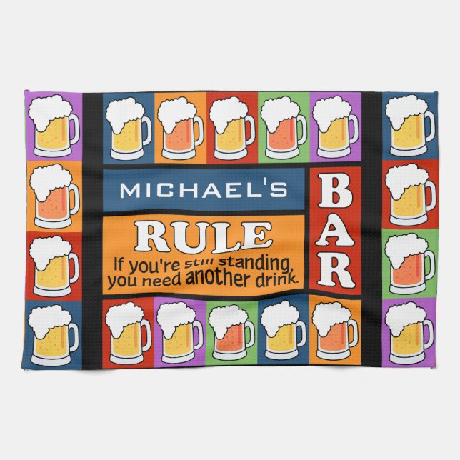 BEER Bar Pop Art CUSTOM NAME kitchen towel (Horizontal)