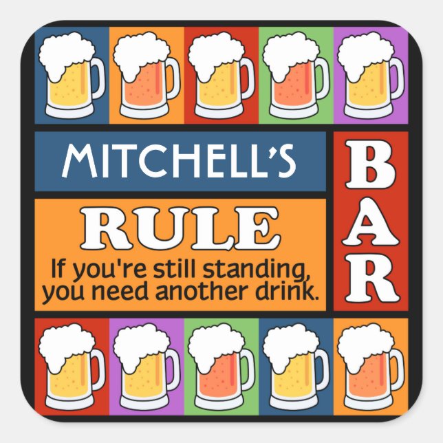 BEER Bar Pop Art CUSTOM NAME stickers (Front)