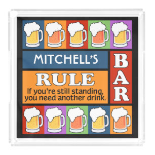 BEER Bar Pop Art custom name tray