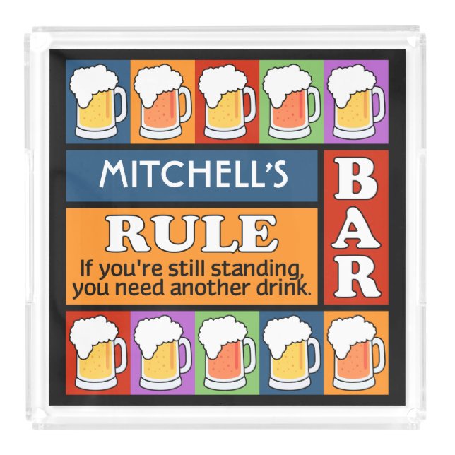 BEER Bar Pop Art custom name tray (Front)